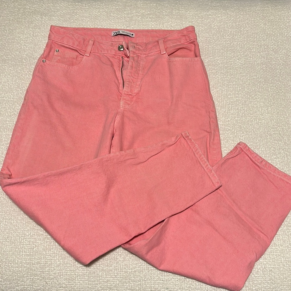 Zara pink crop jeans